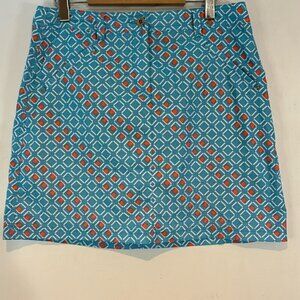 Womens NVO by Lanctot Golf Skort Geometric blue/orange Pockets Stretch size 8